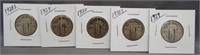 (5) Standing Liberty silver quarters: 1928-S,
