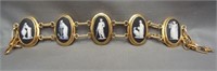 14K Yellow Gold Cameo Bracelet Marked on Back of