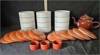 (12) Bowls w/ Lids, Napkin Holders & Brown