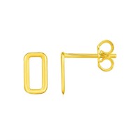 14k Gold Open Rectangles Post Earrings