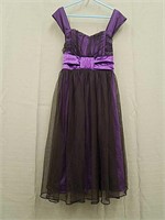 Sequin Heart Purple & Brown Dress- Girls 14