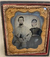 Union soldier and wife Tin Type *Rush Co*