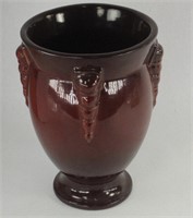 ROSEVILLE TOPEO VASE DARK RED GLAZE