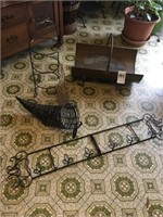 Brass Log Holder (Claw Feet) & Iron decor