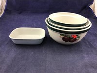 Set Of 3 China Pearl Mixing Bowls And Small