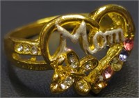 Mom gemstone gold tone ring size 10