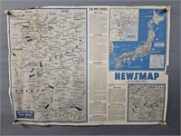 2 Sided Authentic 1944 Newsmap Poster