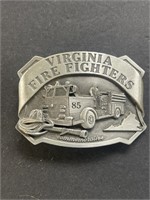 Virginia Firefighters Solid Pewter Belt Buckle -