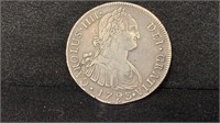 1793 Silver Mexican 8 Reale Coin, 27.3 grams