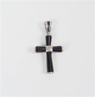 Sterling Silver & Onyx Cross Pendant