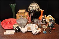 decor'; lamp; tea pot; glass bowl; measuring cup