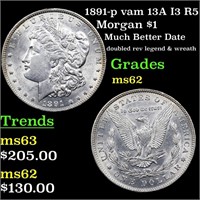 1891-p vam 13A I3 R5 Morgan $1 Grades Select Unc