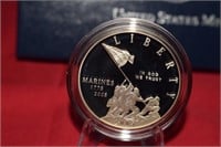 2005 Marine Proof Silver Dollar w/ Box,COA,Sleeve