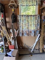 Tiki torches and items between the shelves