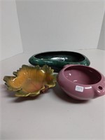 (3) Pieces Pottery (signed, USA, etc...)