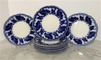 Twelve Johnson Brothers Flow Blue Plates