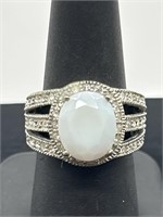 Sterling Silver Ring with White Stone size