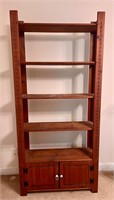Vintage wood Bookshelf 77.5 tall 12.5 D 35 w