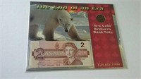 Canada End Of An Era $2 Banknote & Coin