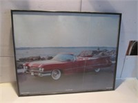 FRAMED CLASSIC CAR PICTURE CRACKED GLASS
