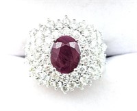 Platinum 2.63 Carat Burmese Ruby & Diamond Ring