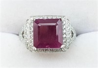 Platinum 5.21 Carat Ruby & Diamond Ring