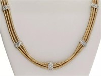 .60 Ct Diamond Multi Strand Chain Necklace 14 Kt
