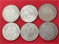 1960’s France 20 Centimes Coins