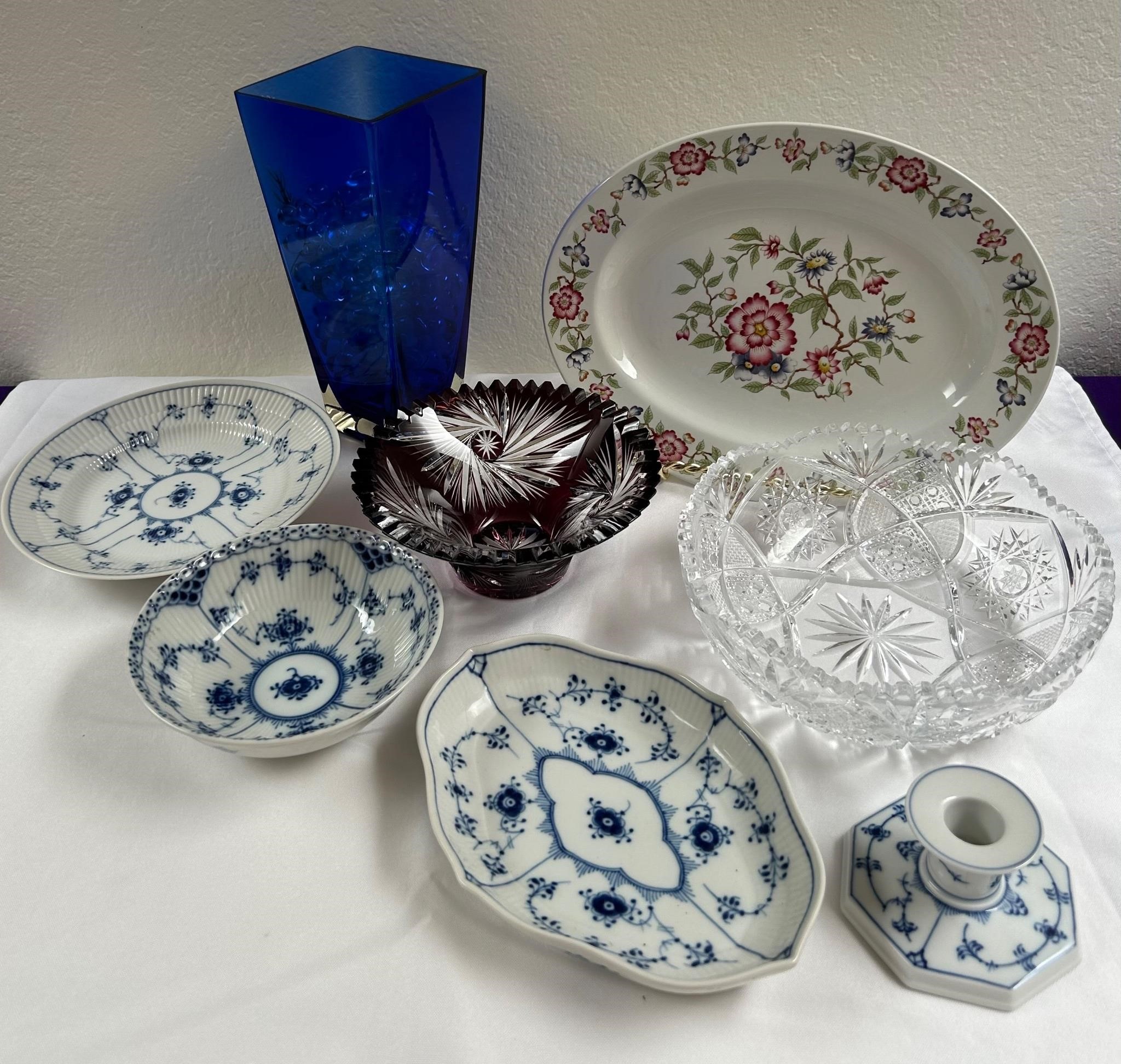 Royal Copenhagen Dishes, Cut Crystal Purple Bowl +