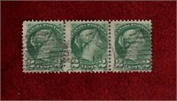 CANADA USED STRIP OF 3 QV STAMPS #36