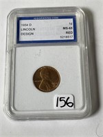 Certified IGS MS65 RED 1954-D Lincon Cent