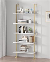 Pickpiff 5 Tier Ladder Shelf  White and Gold