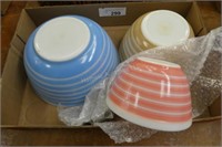 3 Striped Pyrex bowls