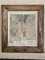 New Mexico Map by Kistler in Rustic Wooden Frame