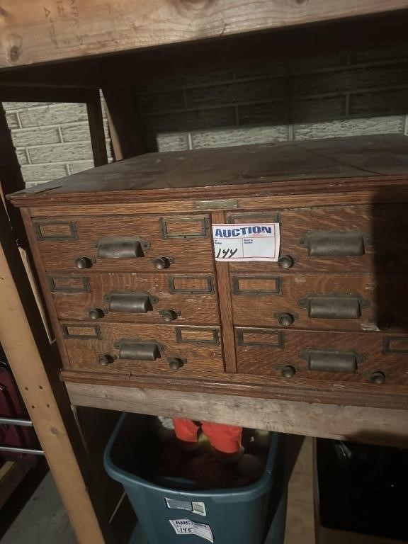 Antique Oak 6 Drawer File Cabinet