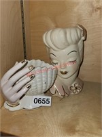Ceramic Head and Hand (Master Bedroom)