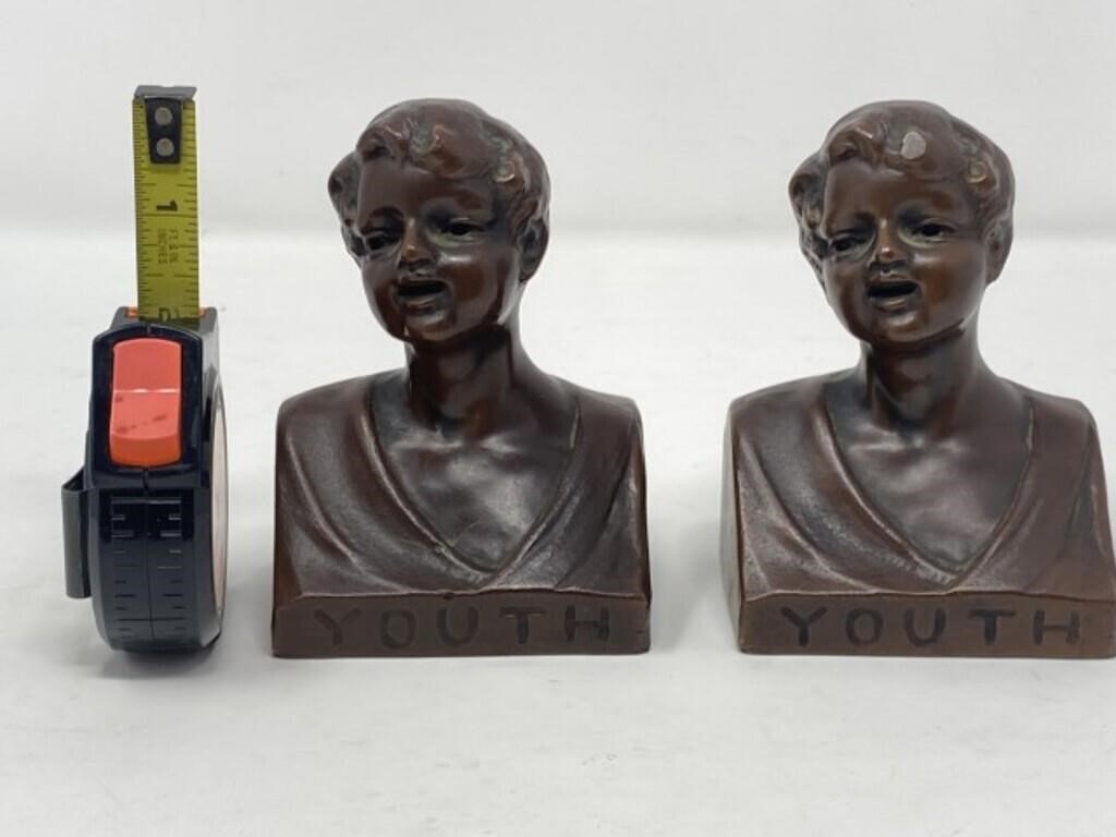 W. Benedict N.Y. Bronze Type Bookends ( 1 Has