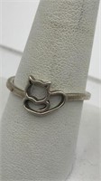 925 Sterling Silver Cat Ring