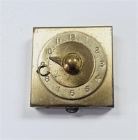 Vintage Brass Square Clock Pill Box