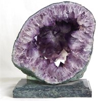 Amethyst & Quarts geode Sculpture marble stand