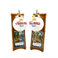 (2) Hamm's Beer Light Up Globe Sconces