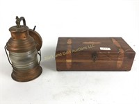 Wood box & copper lamp