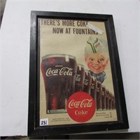 1949 COCA COLA FRAMED ADVERTISMENT