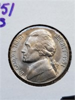 BU 1951-S Jefferson Nickel