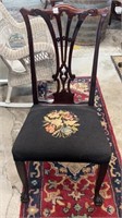 Mahogany Claw Foot Needlepoint Side Chair