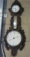 Antique aneroid barometer / clock