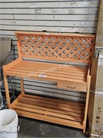 wooden repotting bench