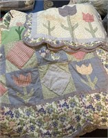 Two pillow shams, 86x86 comforter, and bed skirt