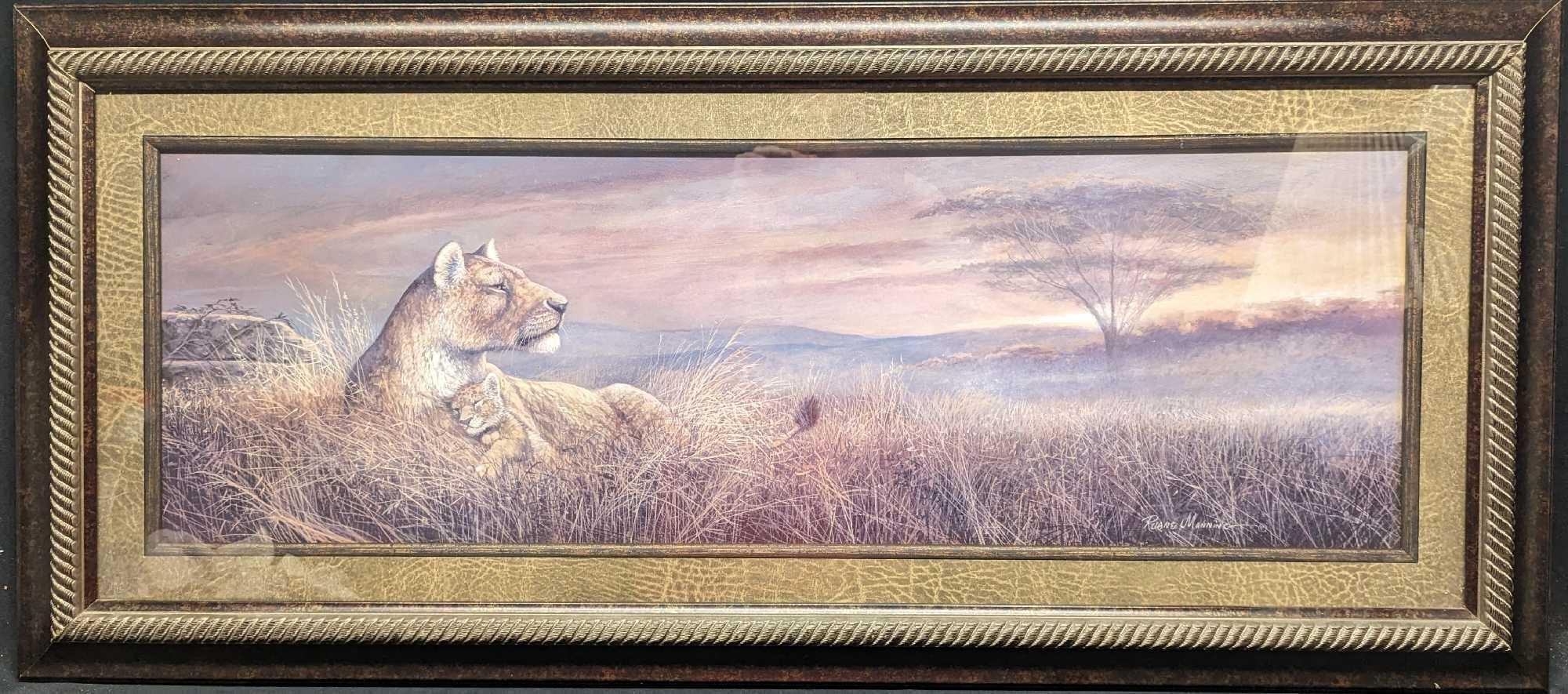 Framed Ruane Manning Lioness & Cub Forever Safe Pr