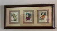 Framed CROSS STITCH VEGETABLES CORN RADISH